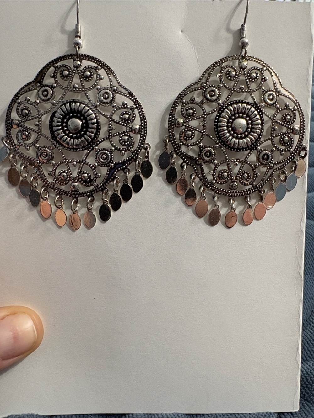 Bohemian Filigree Dangle Earrings - Silver